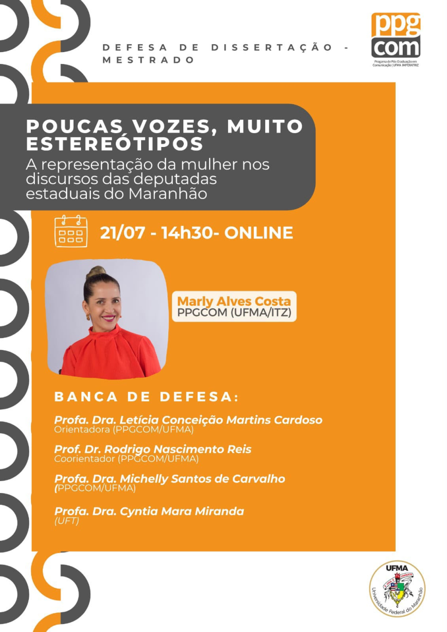 Pesquisa sobre a representação da mulher na política marca defesa inédita de mestrado em Comunicação de jornalista de Açailândia