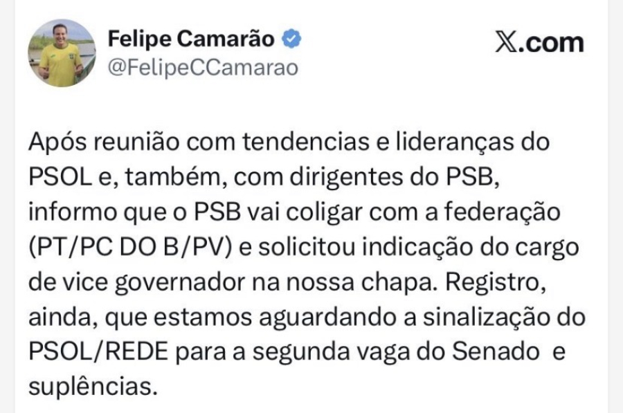 Felipe Camarão avança na montagem da chapa para o Governo do Maranhão.