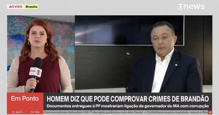 G1 Globo: Homem preso por homicídio diz que pode provar crimes de Carlos Brandão